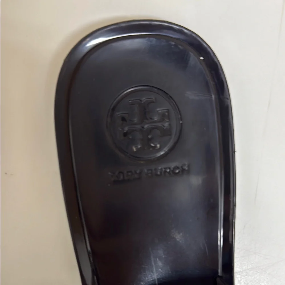 Tory Burch Black Patent Logo Thong Sandals